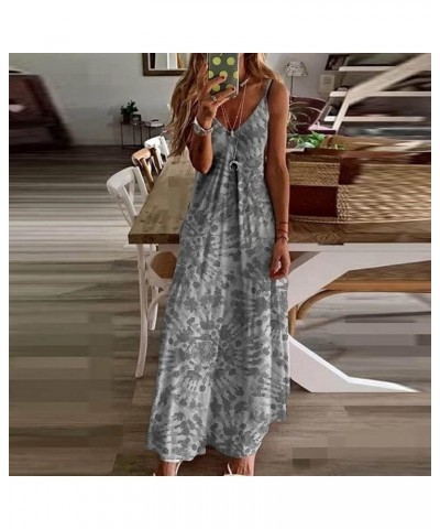 Maxi Dresses for Women Summer Sleeveless Boho Sundress Casual V-Neck Long Dresses Hawaiian Beach Dress for Vacation 02gray $1...