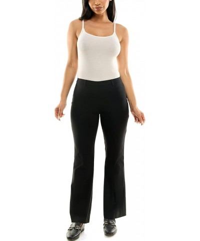 Women's Slim Leg Pants with Flared Opening Bottom Black $21.59 Pants