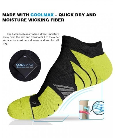 No Show Running Athletic Anti-Blister Wicking Coolmax Socks, Seamless Anti-odor Watermelon/Tartrazine/Aqua Green (3 Pairs) $1...