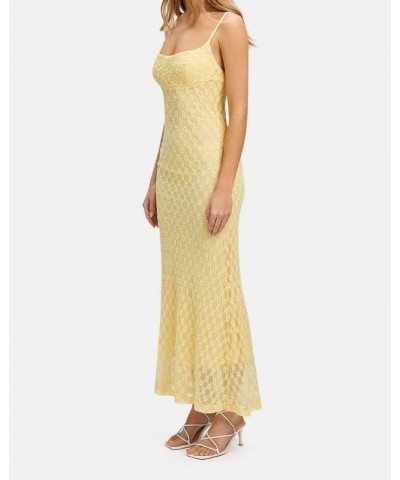 Elegant Long Maxi Dress Women Spaghetti Strap Floral Midi Dress Slim Bodycon Backless Night Party Sexy Dresses W- Yellow $10....