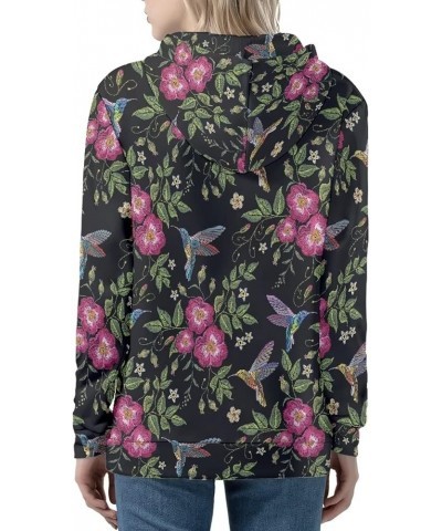 Women's Novelty Print Zip Up Hoodies Long Sleeve Hooded Sweatshirt Jacket with Pocket Floral Hummingbird $19.11 Hoodies & Swe...