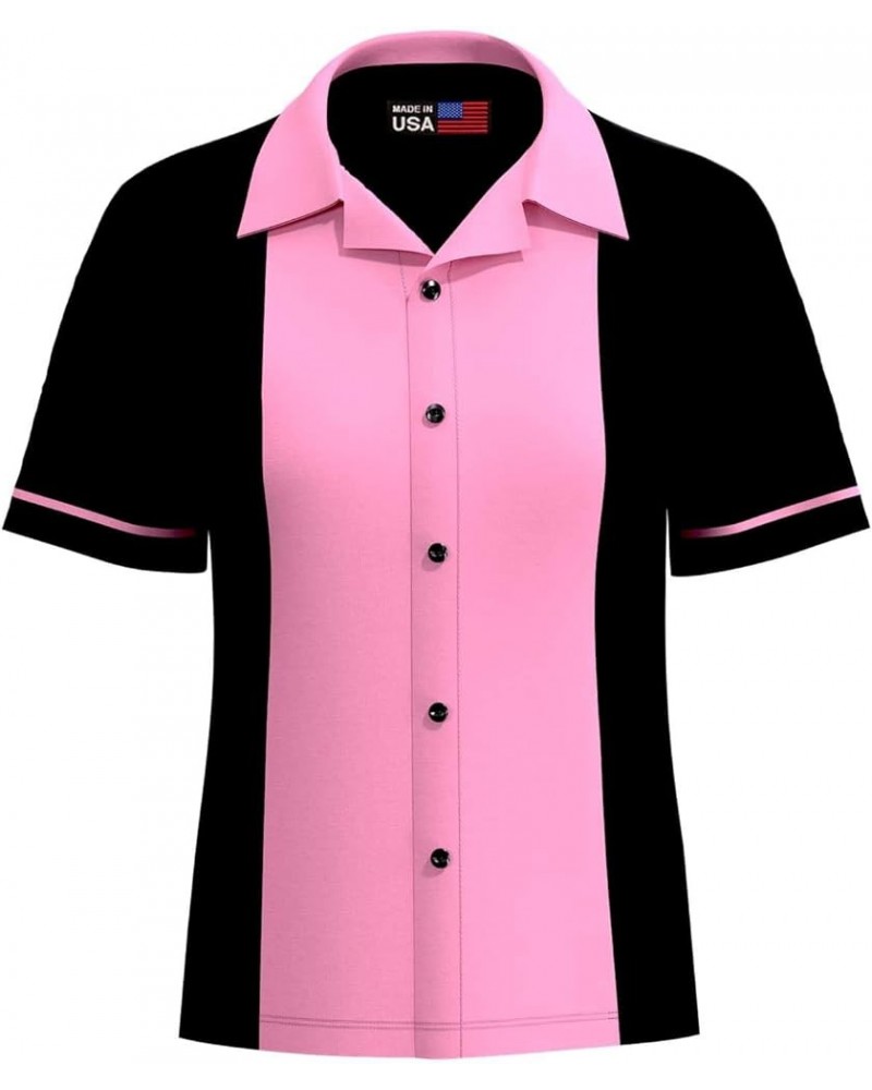 Classic 50's Womens Retro Bowling Shirt Classic 50's - 5 Colors Pink $27.88 Blouses