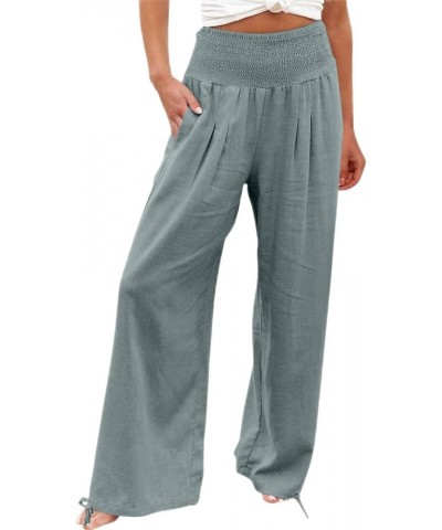 Linen Pants Women High Waisted Wide Leg Lounge Pants with Pockets Boho Flowy Pants Trendy Casual Cruise Outfits 2024 Deals of...