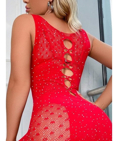 Floerns Women's Sheer Mesh Sleeveless Babydoll Slip Lingerie Nightgown Red Pure $9.68 Lingerie