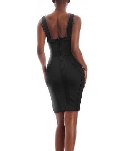 Womens Sexy Stretch Skinny Knee Length Bodycon Attractive Strap Midi Dress Lw102-black $32.80 Dresses