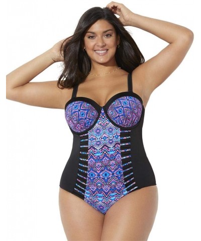 Women's Plus Size Ruched Underwire One Piece Swimsuit Aztec $45.83 Swimsuits