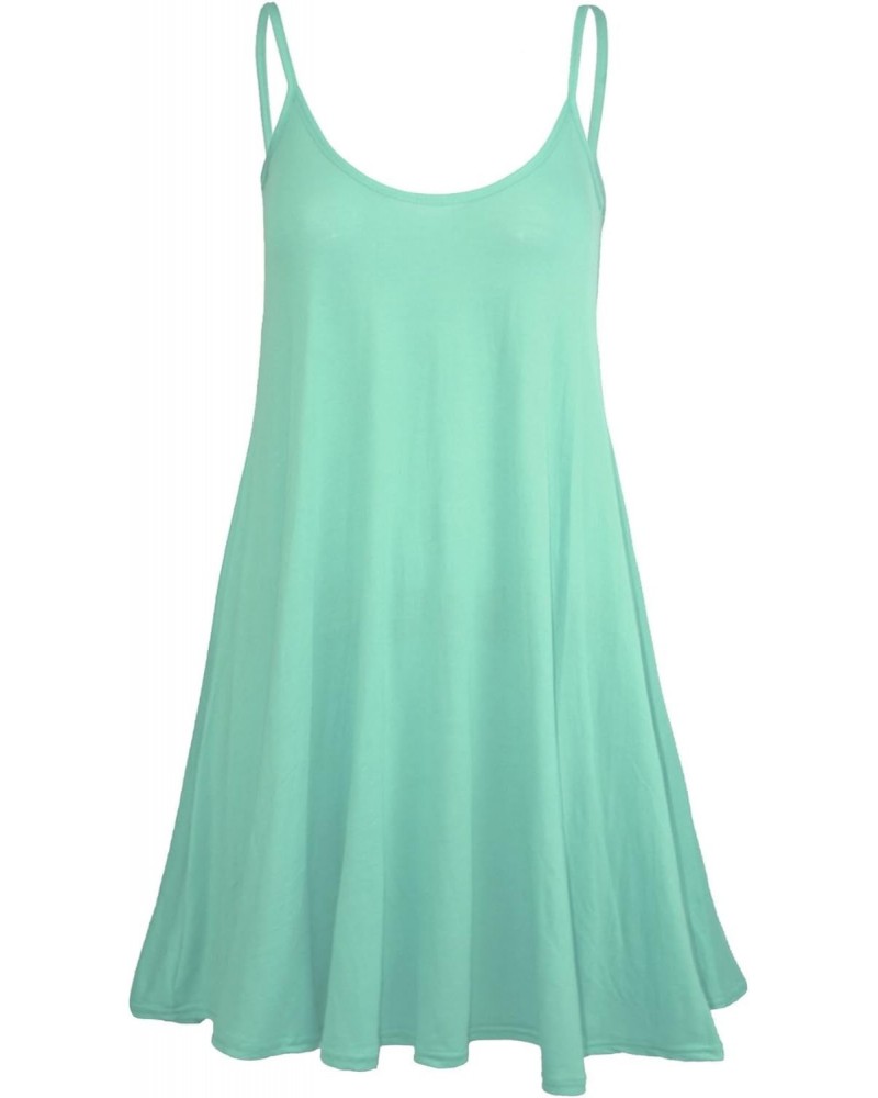 Women's Sleeveless Plain Strappy Floaty Flared Swing Dress Long Top Plus Size (US 12/14) Mint $9.27 Tanks