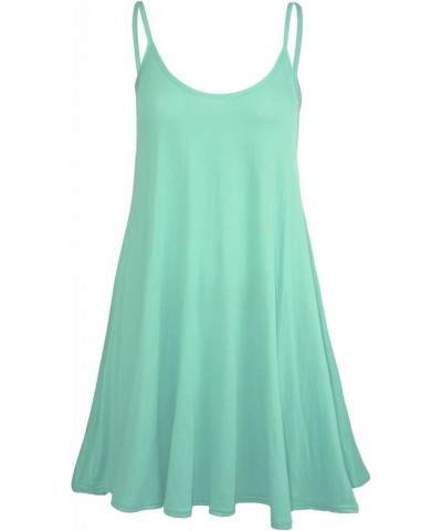 Women's Sleeveless Plain Strappy Floaty Flared Swing Dress Long Top Plus Size (US 12/14) Mint $9.27 Tanks