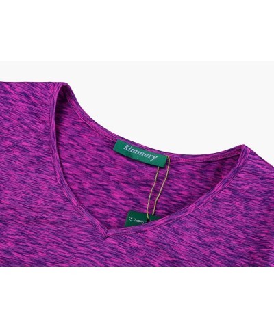 V Neck T Shirts for Women Short Sleeve Workout Yoga Tops for Women Purple Pink $12.73 Activewear