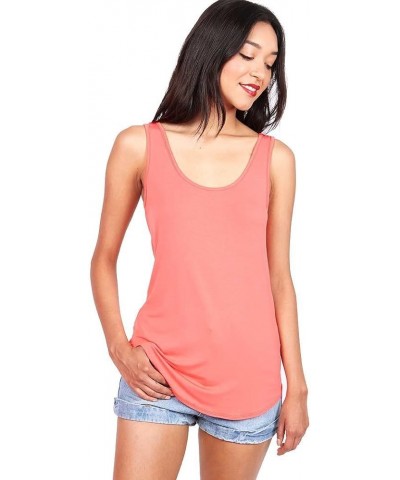 Women's Basic Stretchy Tank Top, USA Made Coral $7.50 Tanks