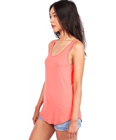 Women's Basic Stretchy Tank Top, USA Made Coral $7.50 Tanks