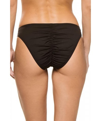 Women's Standard Island Goddess Scoop Front Ruched Back Swimsuit Bottom Black $9.60 Swimsuits