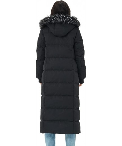 Women's Thickened Down Coat Warm Long Puffer Jacket Hooded Coat Black $52.65 Jackets