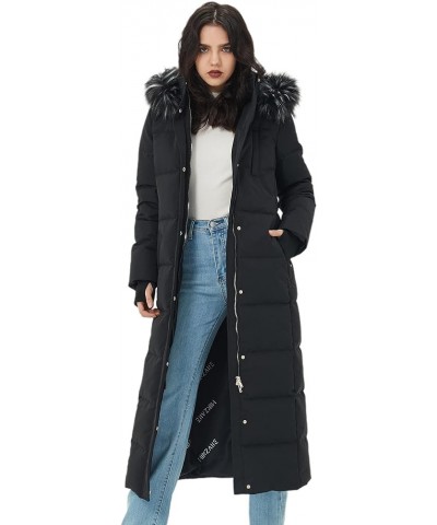 Women's Thickened Down Coat Warm Long Puffer Jacket Hooded Coat Black $52.65 Jackets