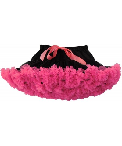 Women Tiered Tulle Pleated Tutu Skirt Princess Ballet Dance Pettiskirt Black Fuchsia $14.25 Skirts