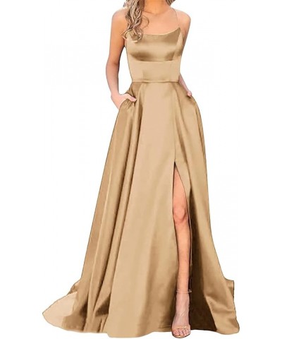 Formal Dress for Wedding Guest Women Sexy Satin Corset Maxi Dress Push up Ruched Evening Party Long Dresses A-06 Khaki $12.40...