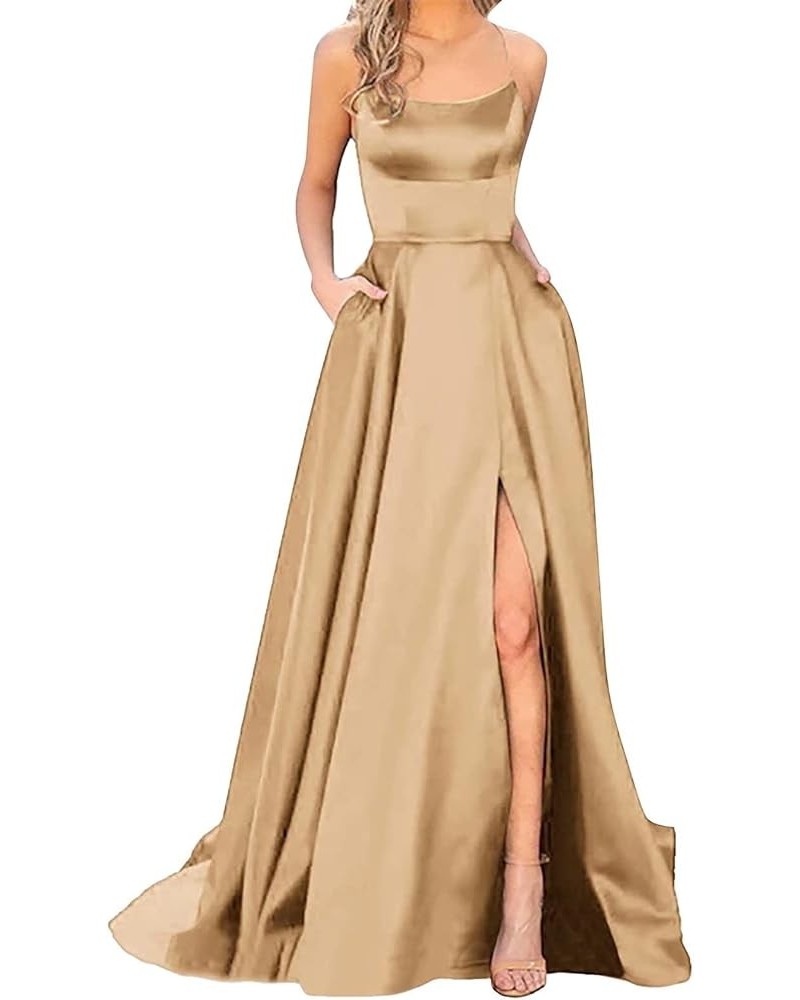 Formal Dress for Wedding Guest Women Sexy Satin Corset Maxi Dress Push up Ruched Evening Party Long Dresses A-06 Khaki $12.40...