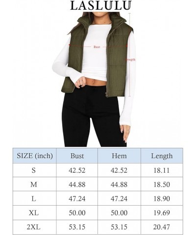 Winter Cropped Puffer Vest Corduroy Lightweight Sleeveless Warm Outerwear Puffer Zip Up Jackets Sweater Coat Pockets Black $1...